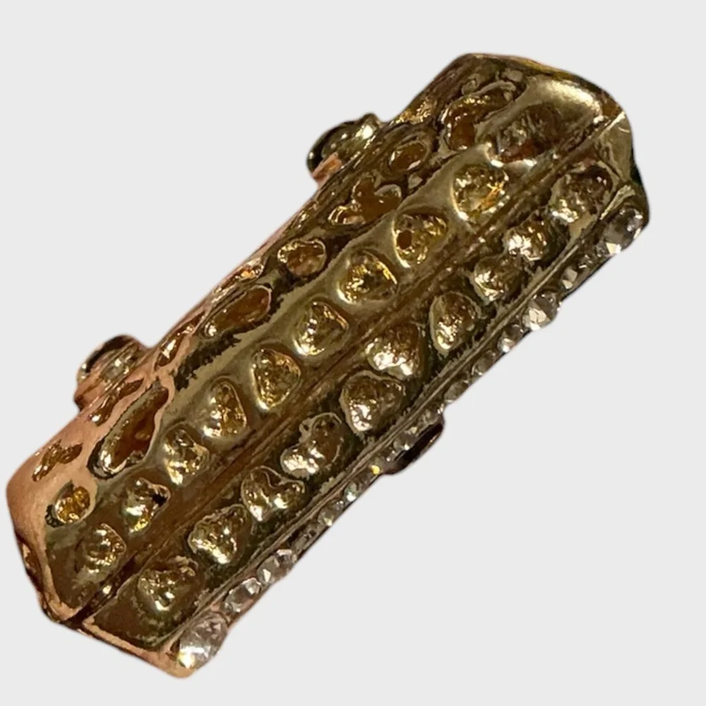 Purple Rhinestone Mini Purse Bag Charm Keychain Gold Tone NWT